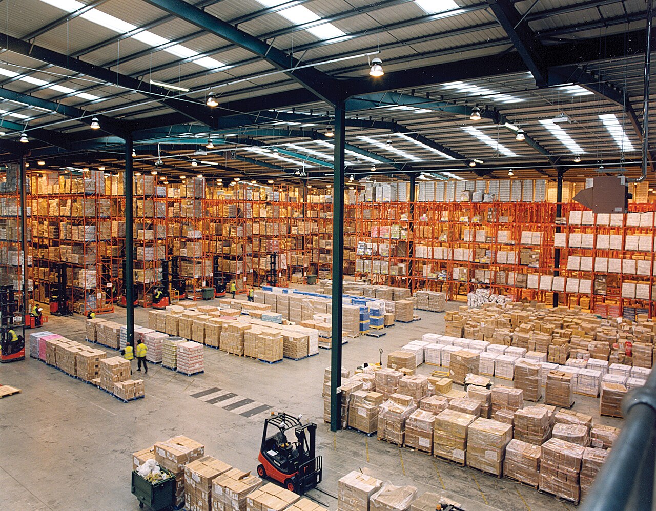 Warehouse stock managed by an AI inventory prediction system